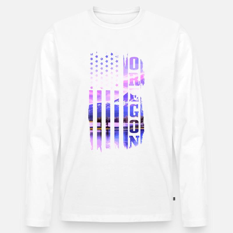 Oregon - Männer Premium Bio Langarmshirt - Weiß