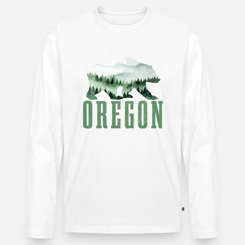 Oregon - Männer Premium Bio Langarmshirt - Weiß