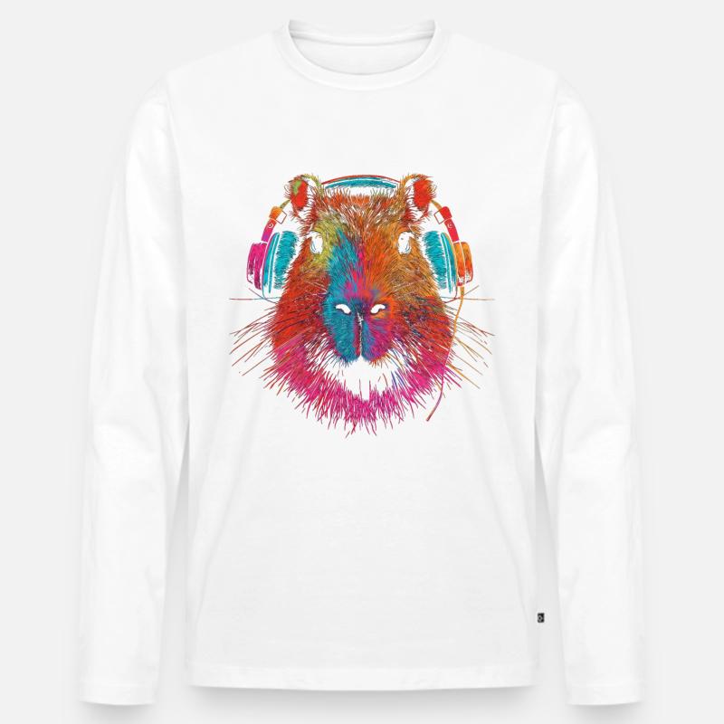 Capybara Lustiges Geschenk - Männer Premium Bio Langarmshirt - Weiß