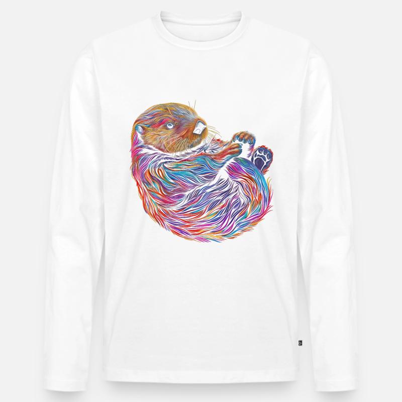 Otter Lustig Geschenk - Männer Premium Bio Langarmshirt - Weiß