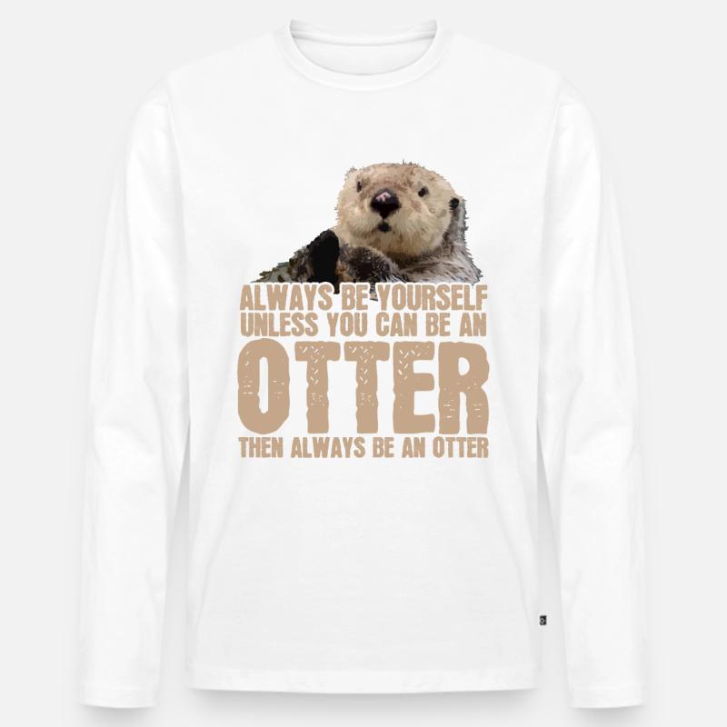 Otter - Männer Premium Bio Langarmshirt - Weiß