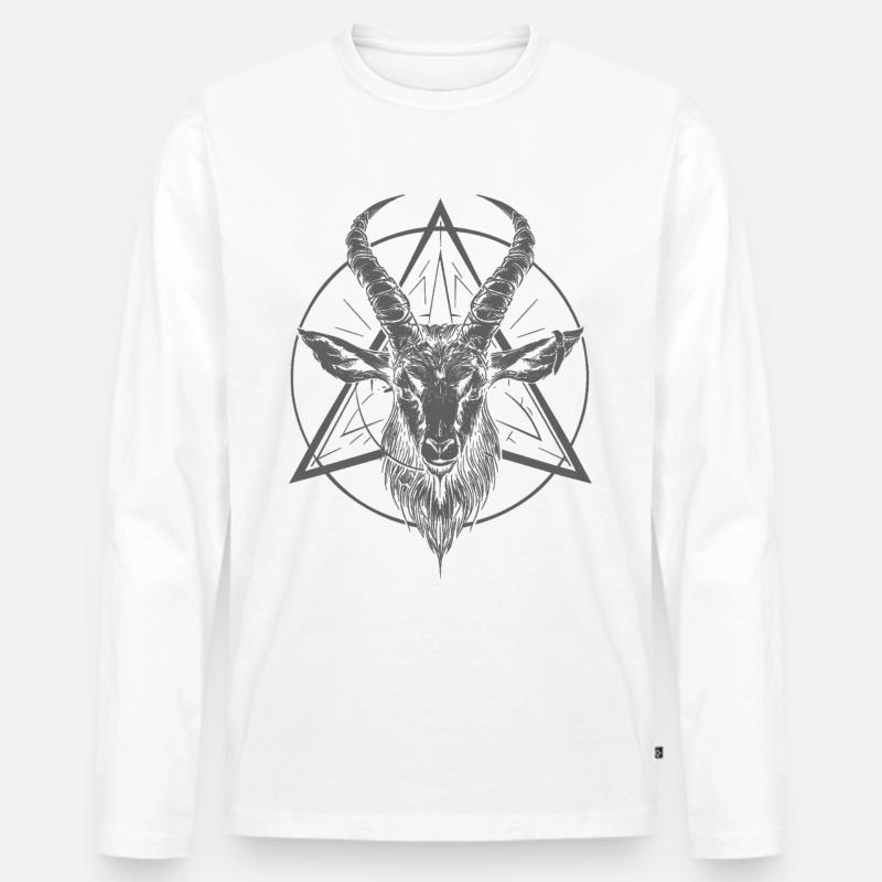 Ziege Baphomet - Männer Premium Bio Langarmshirt - Weiß