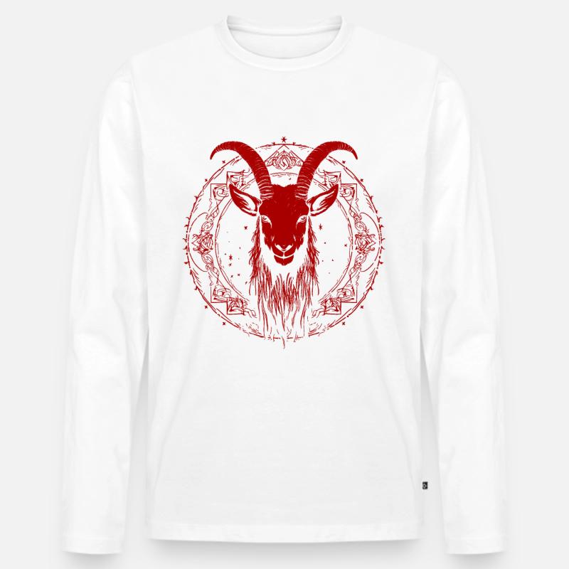 Ziege Baphomet - Männer Premium Bio Langarmshirt - Weiß