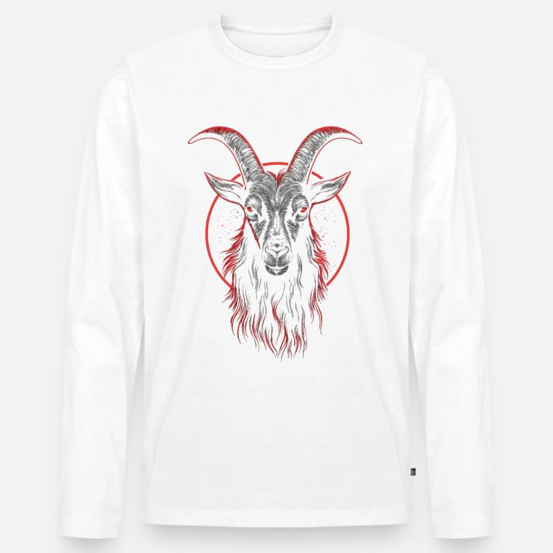Ziege Baphomet - Männer Premium Bio Langarmshirt - Weiß