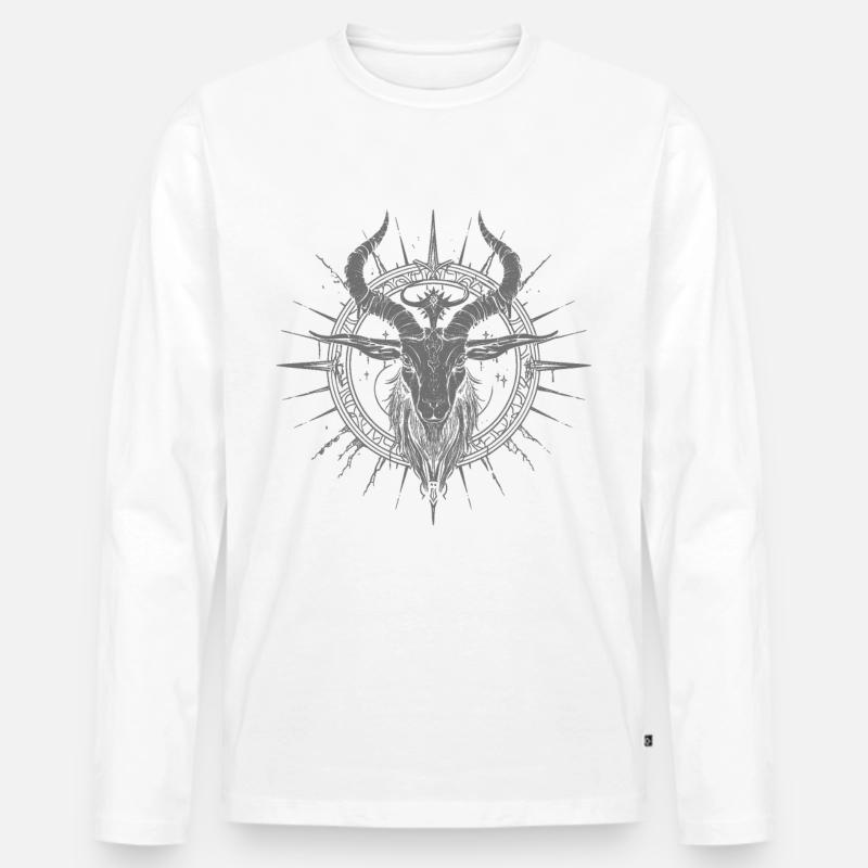 Ziege Baphomet - Männer Premium Bio Langarmshirt - Weiß