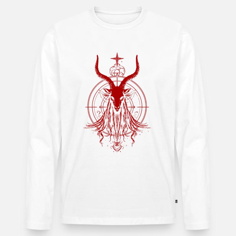 Ziege Baphomet - Männer Premium Bio Langarmshirt - Weiß