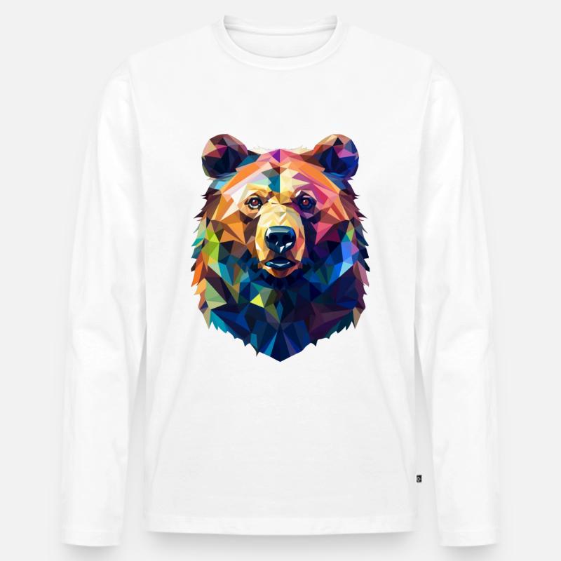 Bär Grizzlybär Polygon - Männer Premium Bio Langarmshirt - Weiß