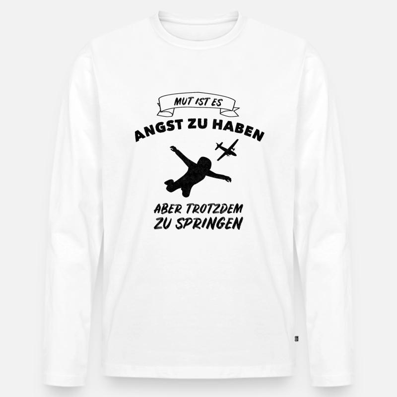 Fallschirmspringer - erster Fallschirmsprung - Männer Premium Bio Langarmshirt - Weiß