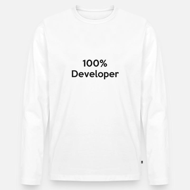 100% Developer - Männer Premium Bio Langarmshirt - Weiß