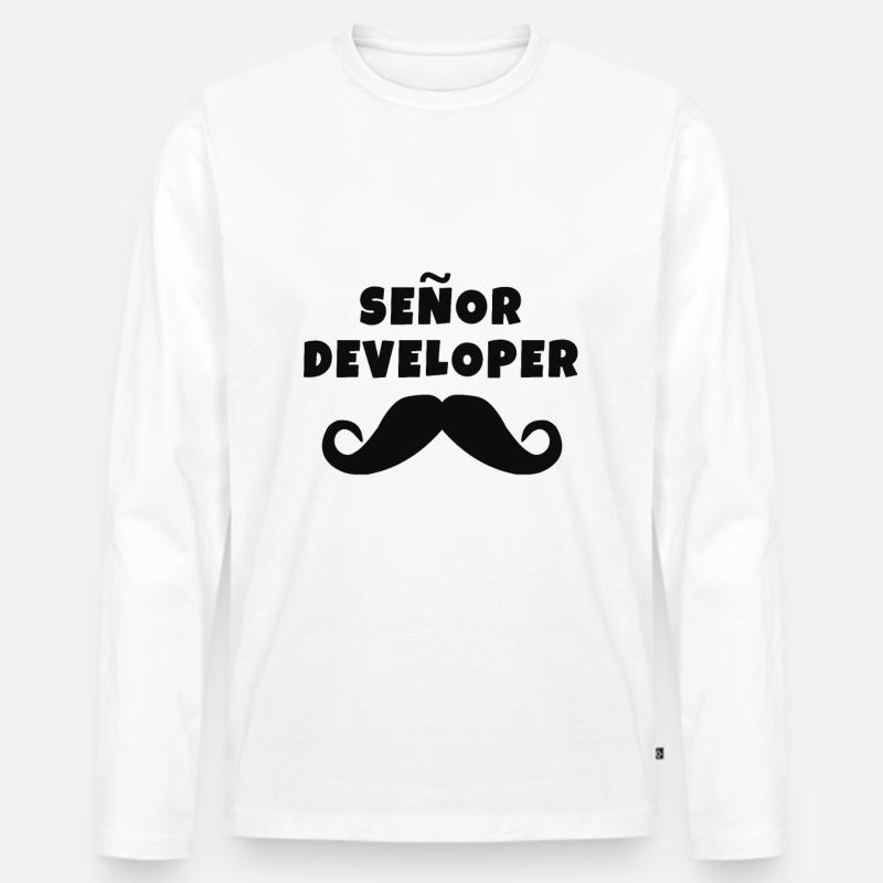 Senor Developer Coder T-Shirt - Männer Premium Bio Langarmshirt - Weiß