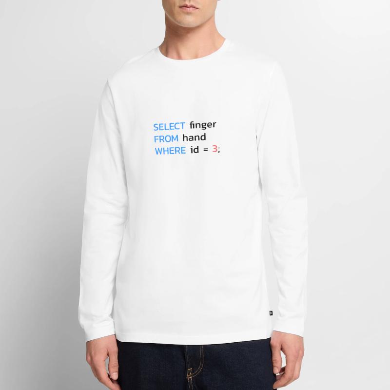 Drôle SQL Finger Developer T-shirt manches longues Premium bio Homme