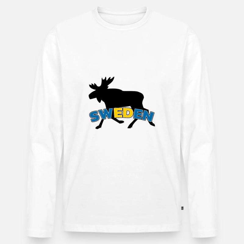 Schweden Elch - Männer Premium Bio Langarmshirt - Weiß