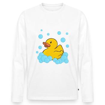 Badeente Gummiente - Männer Premium Bio Langarmshirt - Weiß - Vorne - Nico (187cm)