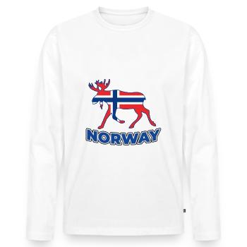 Norwegen Elch - Männer Premium Bio Langarmshirt - Weiß - Vorne - Nico (187cm)