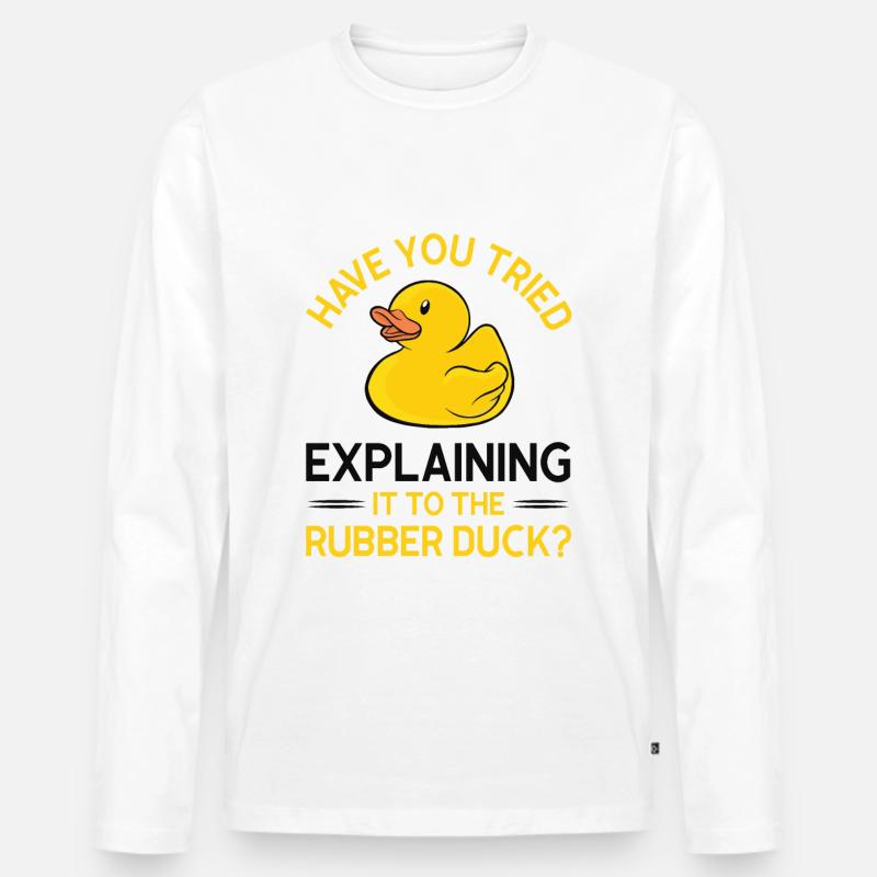 Programmierer Gummiente Debug - Männer Premium Bio Langarmshirt - Weiß
