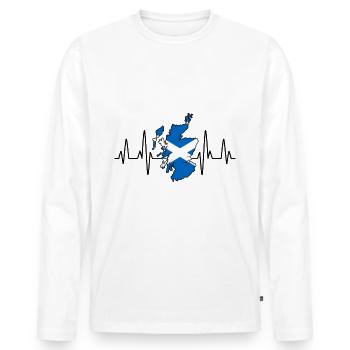 Ecosse Carte Pouls - T-shirt manches longues Premium bio Homme - blanc - Devant - Nico (187cm)