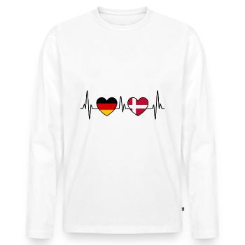 Dänemark Deutschland Herzschlag EKG - Reise - Männer Premium Bio Langarmshirt - Weiß - Vorne - Nico (187cm)