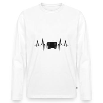 Battement de coeur musicien accordéon accordéon - T-shirt manches longues Premium bio Homme - blanc - Devant - Nico (187cm)