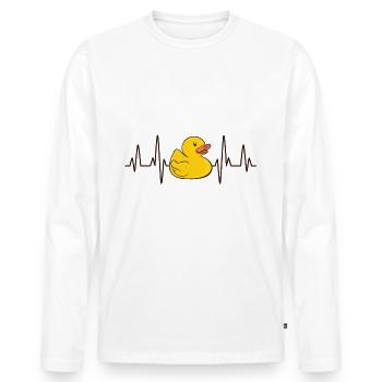 Bathing Duck Rubber Duck Squeaky Duck Heartbeat - Men's Premium Organic Long Sleeve Shirt - white - Front - Nico (187cm)