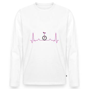 Battement de coeur monocycle monocycle - T-shirt manches longues Premium bio Homme - blanc - Devant - Nico (187cm)