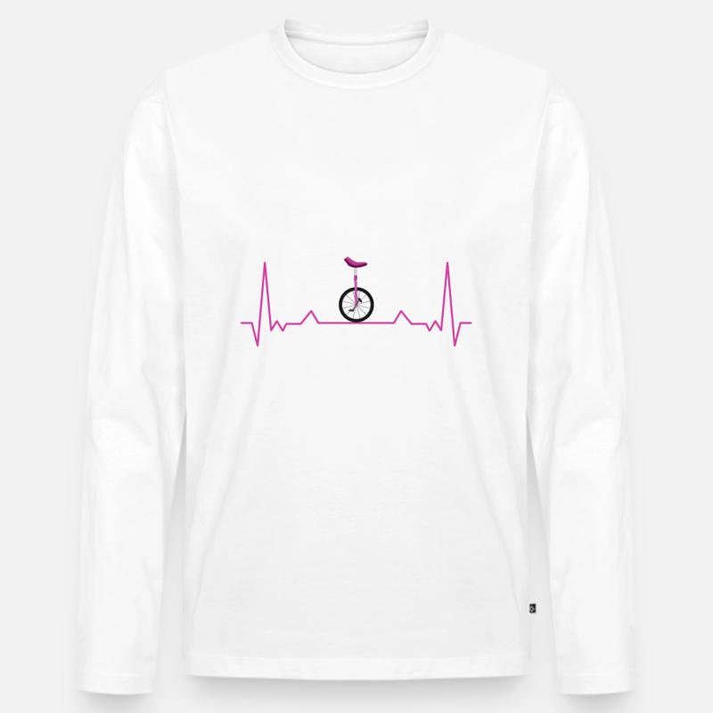 Einrad Einradfahrer Herzschlag - Männer Premium Bio Langarmshirt - Weiß