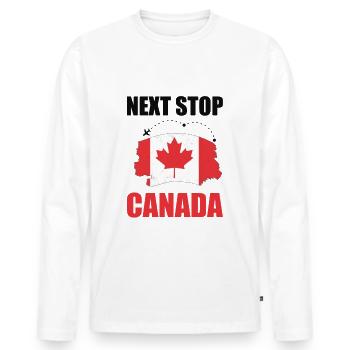 Next stop Canada trip - Men's Premium Organic Long Sleeve Shirt - white - Front - Nico (187cm)