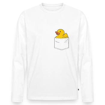 Bain en caoutchouc Poche pectoral en caoutchouc - T-shirt manches longues Premium bio Homme - blanc - Devant - Nico (187cm)