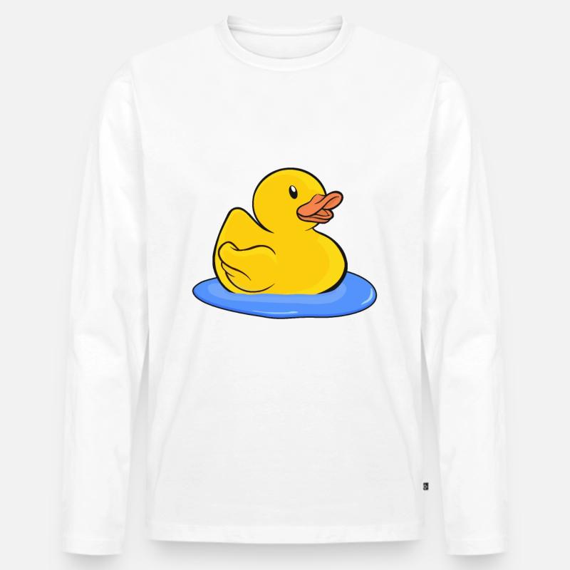 Badeente Gummiente - Männer Premium Bio Langarmshirt - Weiß