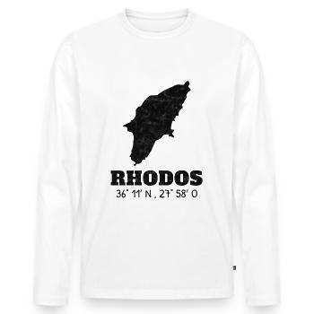 Grèce Rhodes coordonne les vacances sur l'île - T-shirt manches longues Premium bio Homme - blanc - Devant - Nico (187cm)