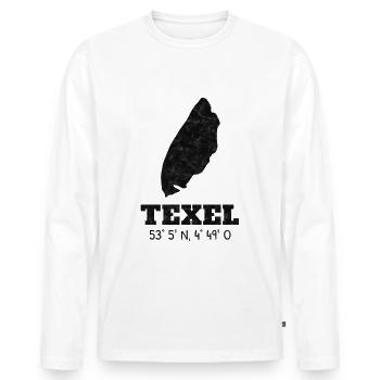 Texel Netherlands Holland island coordinates - Men's Premium Organic Long Sleeve Shirt - white - Front - Nico (187cm)