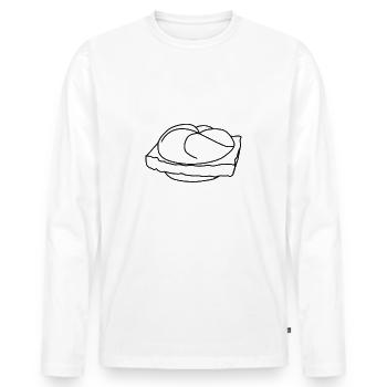 Leberkas Leberkas Pain Fromage Viande - T-shirt manches longues Premium bio Homme - blanc - Devant - Nico (187cm)