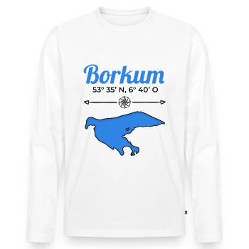 Borkum Koordinaten Nordsee Insel Urlaub - Männer Premium Bio Langarmshirt - Weiß - Vorne - Nico (187cm)