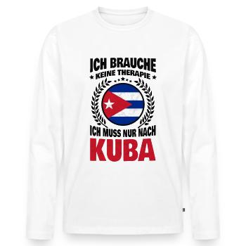 Ich brauche keine Therapie Ich muss nur nach Kuba - Männer Premium Bio Langarmshirt - Weiß - Vorne - Nico (187cm)