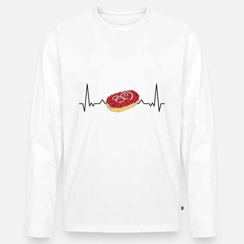 Mett Mettbrötchen Hackfleisch Hackepeter Brötchen - Männer Premium Bio Langarmshirt - Weiß