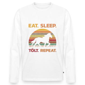 Cheval islandais manger sommeil Tölt répéter cadeau rétro - T-shirt manches longues Premium bio Homme - blanc - Devant - Nico (187cm)