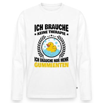 Gummiente Quietscheente Witziger Spruch - Männer Premium Bio Langarmshirt - Weiß - Vorne - Nico (187cm)