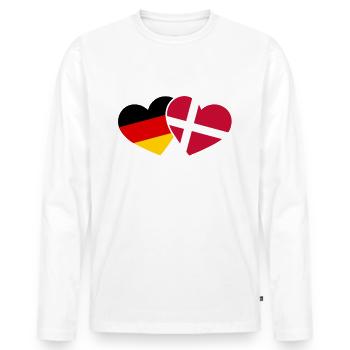 Danemark Allemagne Coeur Vacances Voyage - T-shirt manches longues Premium bio Homme - blanc - Devant - Nico (187cm)