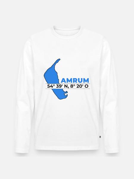 Ostfriesische Inseln - Amrum Koordinaten - Männer Premium Bio Langarmshirt - Weiß