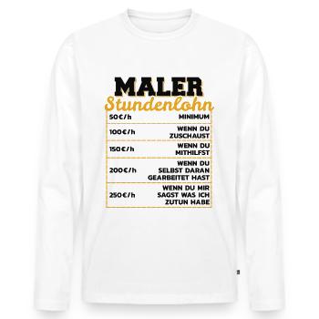 Maler Stundenlohn Lackierer Stundensatz Geschenk - Männer Premium Bio Langarmshirt - Weiß - Vorne - Nico (187cm)