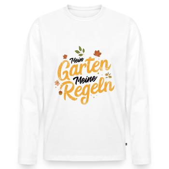 Mein Garten Meine Regeln Gärtner Gartenarbeit - Männer Premium Bio Langarmshirt - Weiß - Vorne - Nico (187cm)