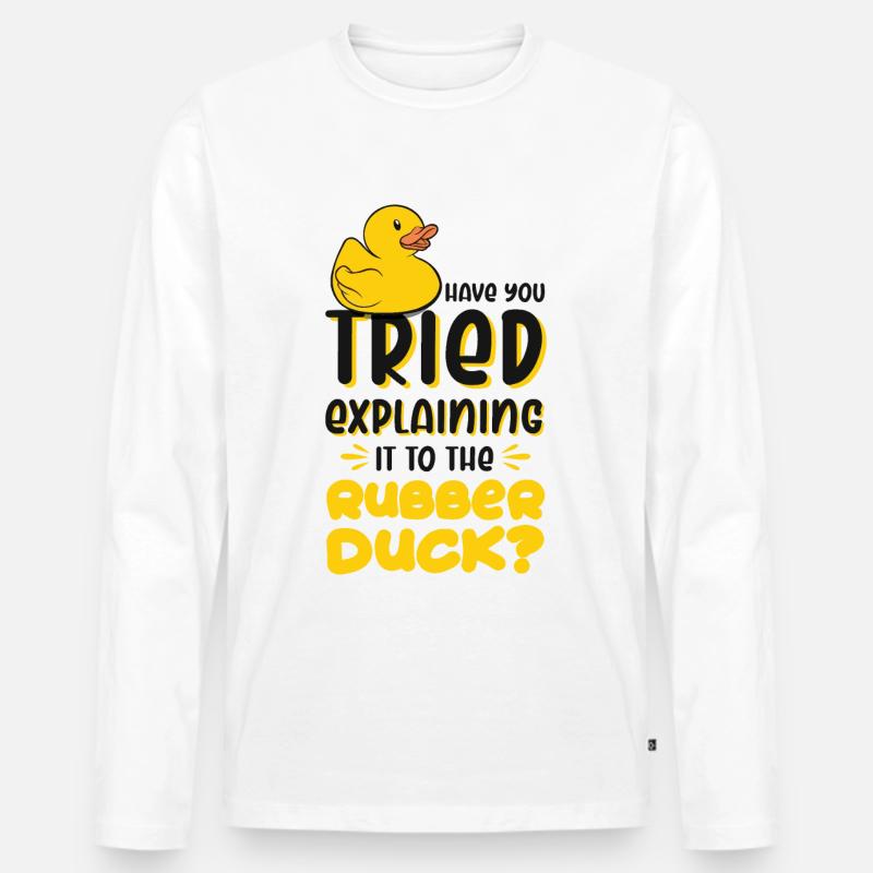 Programmierer Programming Duck Gummiente - Männer Premium Bio Langarmshirt - Weiß