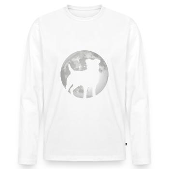 German Jagdterrier in front of moon hound dogs - Men's Premium Organic Long Sleeve Shirt - white - Front - Nico (187cm)
