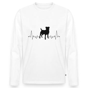 German Jagdterrier Heartbeat Hound Dogs - Men's Premium Organic Long Sleeve Shirt - white - Front - Nico (187cm)
