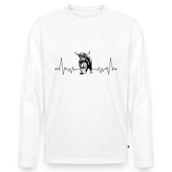 Scottish highland cattle heartbeat beef farmer - Men's Premium Organic Long Sleeve Shirt - white - Front - Nico (187cm)