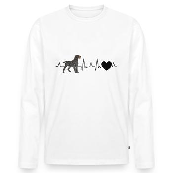 German Wirehaired Pointer Heartbeat Hound Dog - Men's Premium Organic Long Sleeve Shirt - white - Front - Nico (187cm)