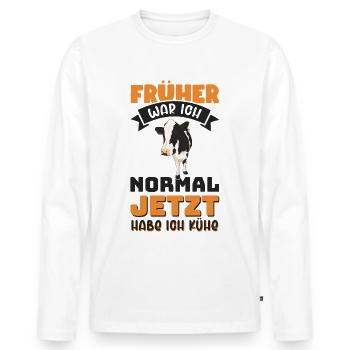 Kuh Kühe Spruch Bauer Landwirt Tiere Geschenkidee - Männer Premium Bio Langarmshirt - Weiß - Vorne - Nico (187cm)