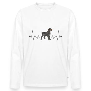 German Wirehaired Pointer Heartbeat Hound Dog - Men's Premium Organic Long Sleeve Shirt - white - Front - Nico (187cm)