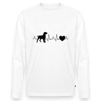 German Wirehaired Pointer Heartbeat Hound Dog - Men's Premium Organic Long Sleeve Shirt - white - Front - Nico (187cm)