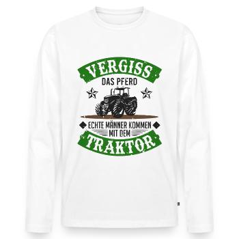Traktor Echte Männer Spruch Traktorfahrer Geschenk - Männer Premium Bio Langarmshirt - Weiß - Vorne - Nico (187cm)