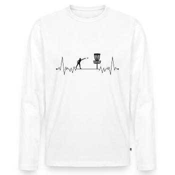 Disque golf heartbeat disc golf player - T-shirt manches longues Premium bio Homme - blanc - Devant - Nico (187cm)